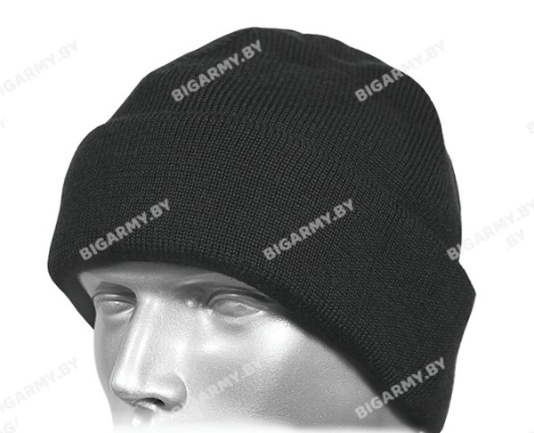 Шапка вязаная черная п/ш с флисом Шапка вязаная черная п/ш с флисом