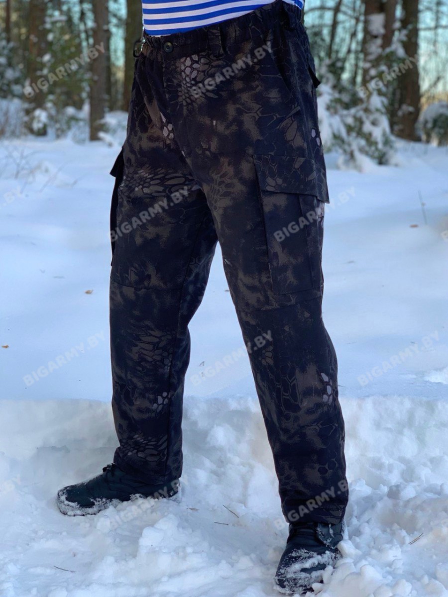 Брюки Премиум утепленные с подтяжками Питон черный Брюки Премиум утепленные с подтяжками Питон черный