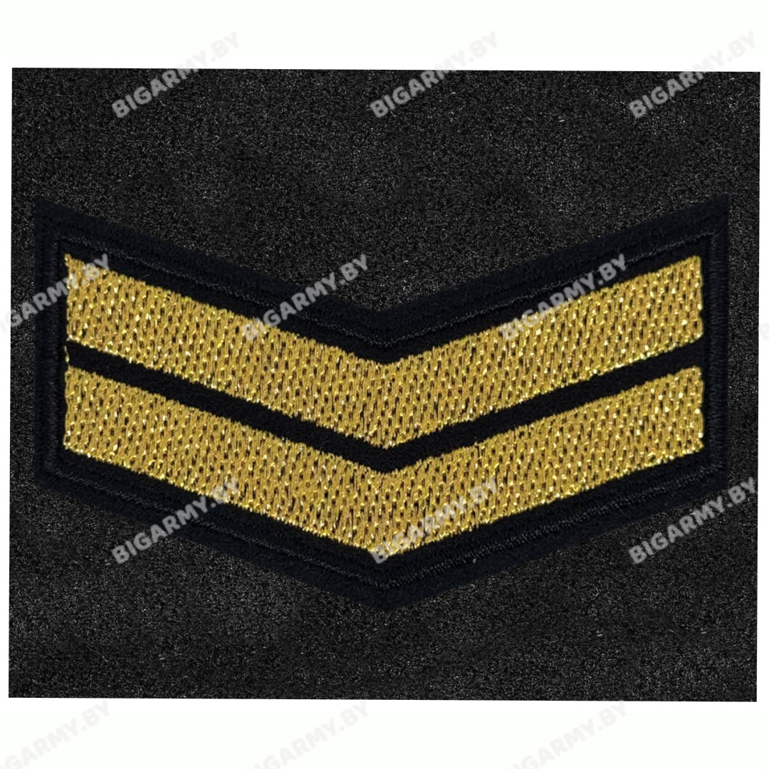 Шеврон 2 период на черном сукне вышитый золотом на липучке Шеврон 2 период на черном сукне вышитый золотом на липучке