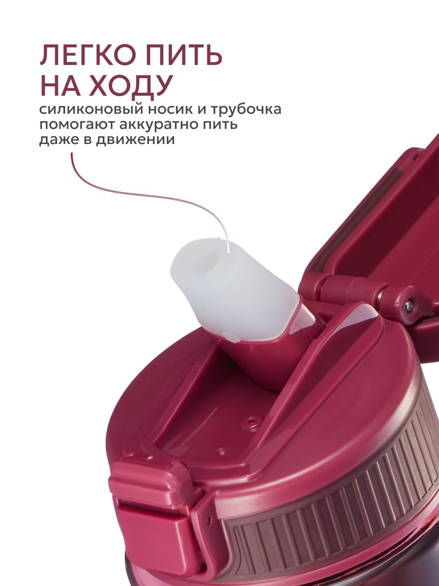 Тритановая бутылка Арктика 722-800 мл вишня с трубочкой Тритановая бутылка Арктика 722-800 мл вишня с трубочкой