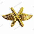 Эмблема петлица пластмассовая ВВС (крылья, пропеллер и зенитная пушка) золото